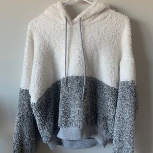 Super cute gray and white Sherpa sweatshirt